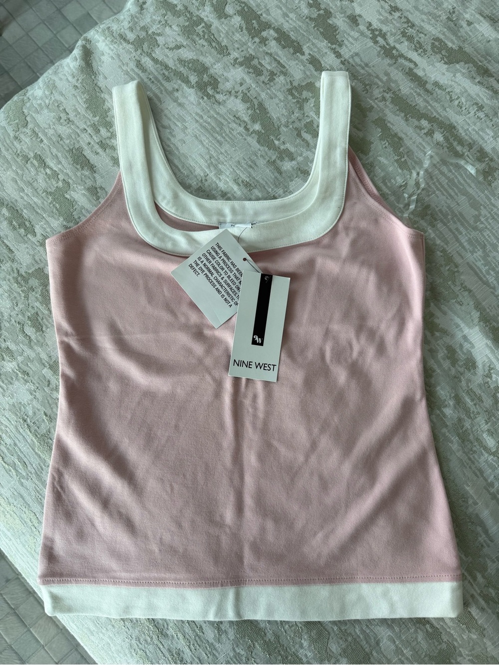 Nine West Pink Tank Top with White Trim